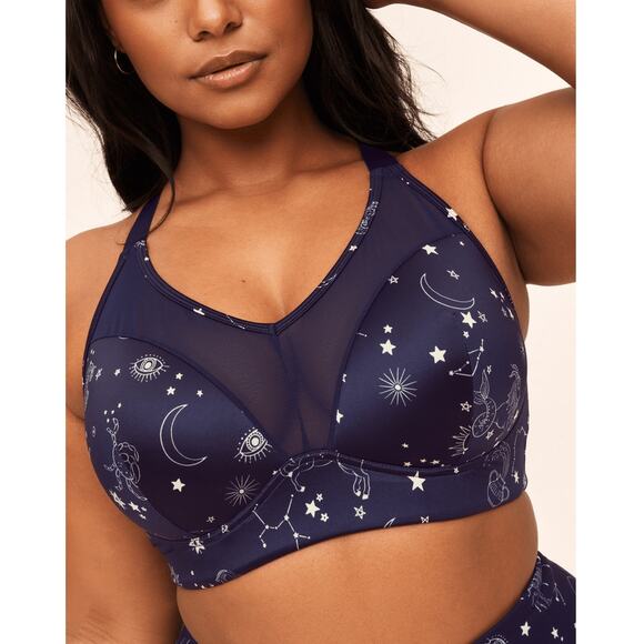 Adore Me Women Curvy Full Coverage Sport Bra Sz 46DD Blue Celestial Inspired - Picture 1 of 8